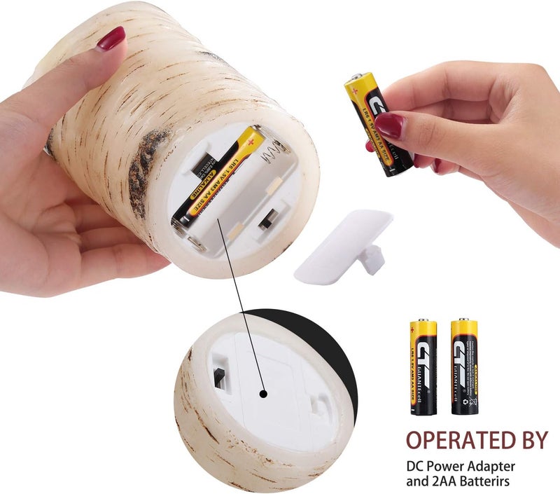 qinxiang Flameless Candles LED Candles Birch Bark Effect Set of 2 (D:3.25" X H:6") Ivory Real Wax Pillar Battery Operated Candles with Dancing LED Flame 10-Key Remote Control and Cycling 24 Hours Timer… - Image 5